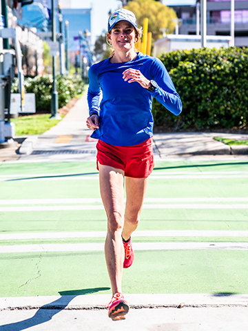 Lisa Landrum running through Charlotte